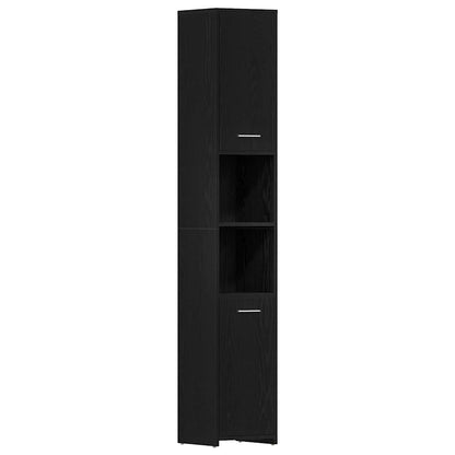 Mobile da Bagno Rovere Nero 30x30x183,5 cm in Truciolato