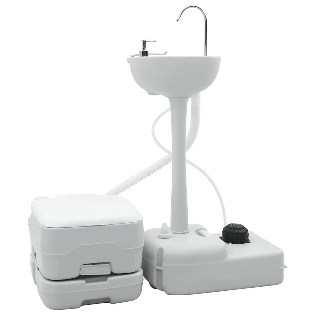 Set di toilette per il campeggio 2 pcs Grigio e Bianco
