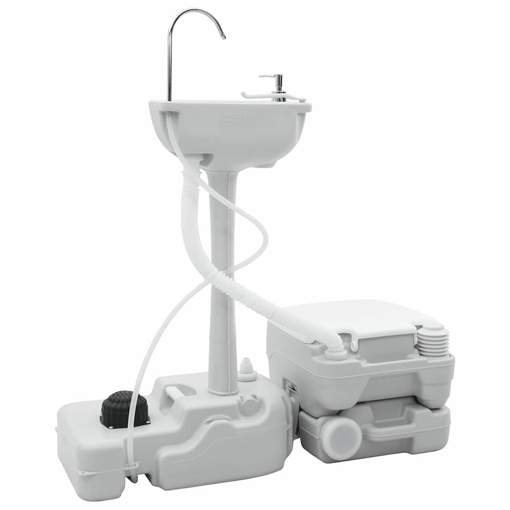 Set di toilette per il campeggio 2 pcs Grigio e Bianco