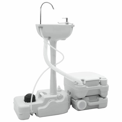 Set di toilette per il campeggio 2 pcs Grigio e Bianco