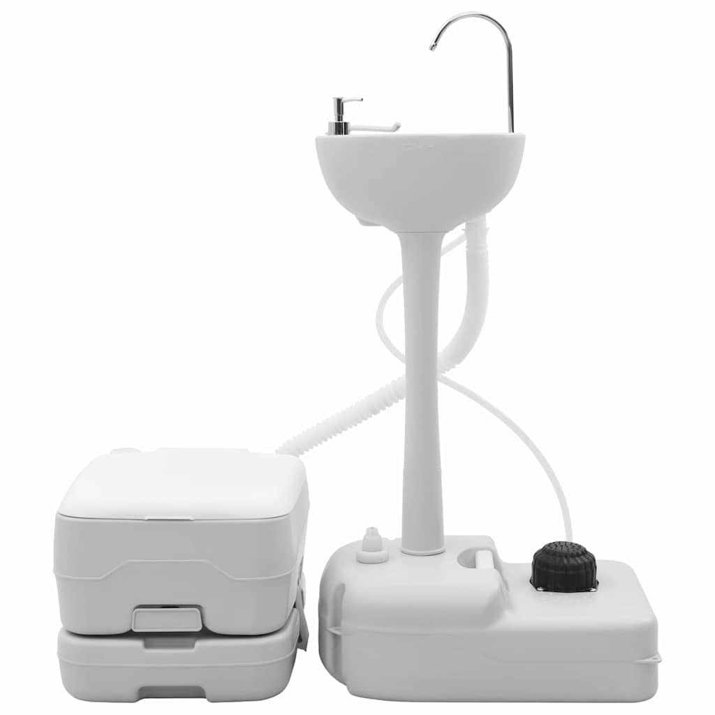 Set di toilette per il campeggio 2 pcs Grigio e Bianco