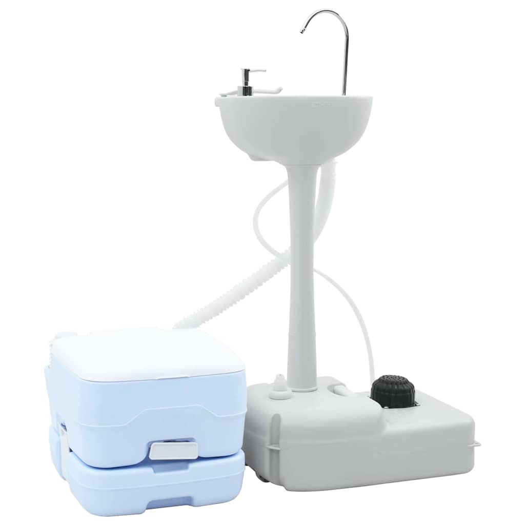 Set di toilette per il campeggio 2 pcs Blu e Bianco