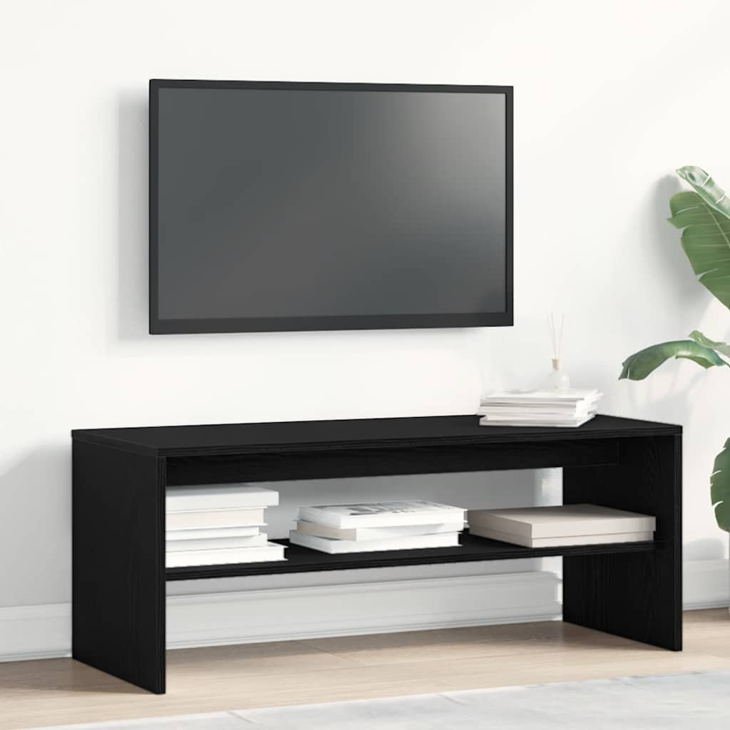 Mobile Porta TV Rovere Nero 100x40x40 cm in Legno Multistrato