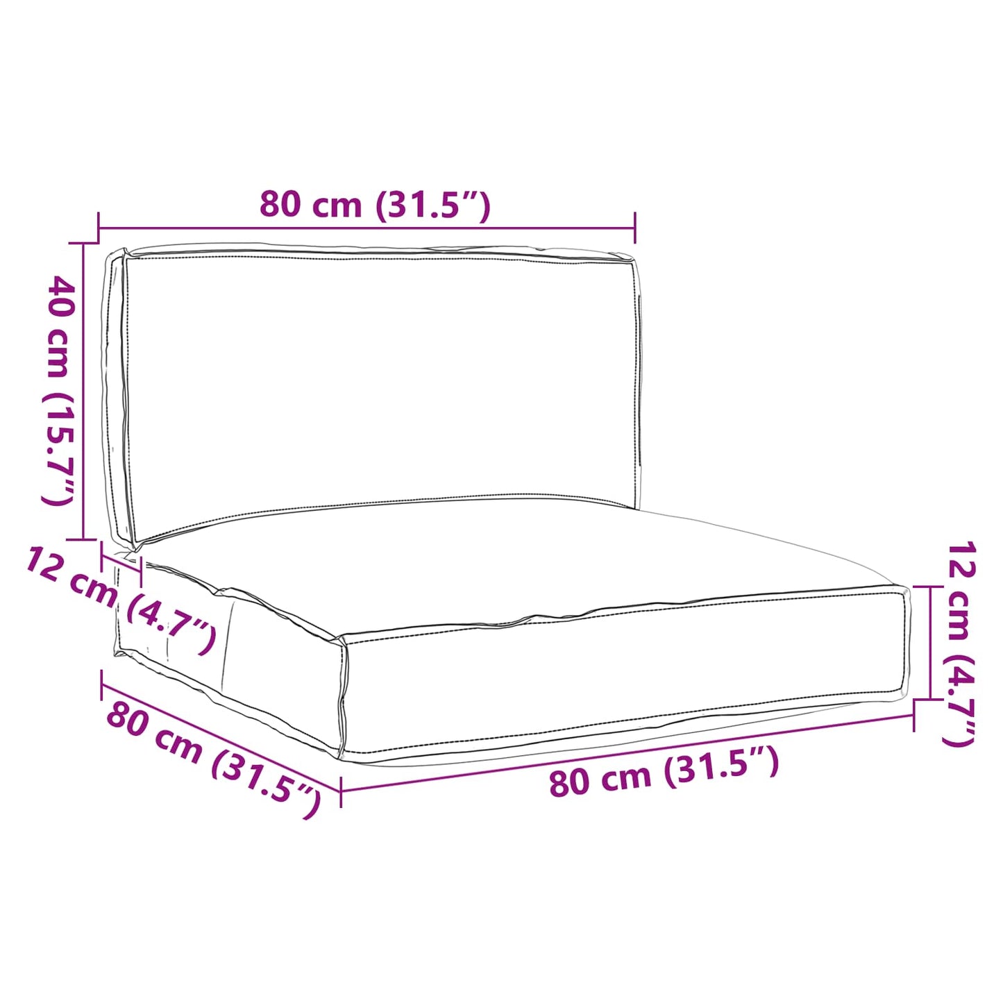 Set di Cuscini per Pallet 2 pcs Grigio Tessuto Oxford