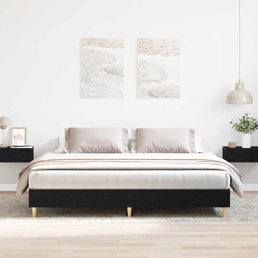 Struttura del letto Rovere Nero 203 x 203 x 25 cm