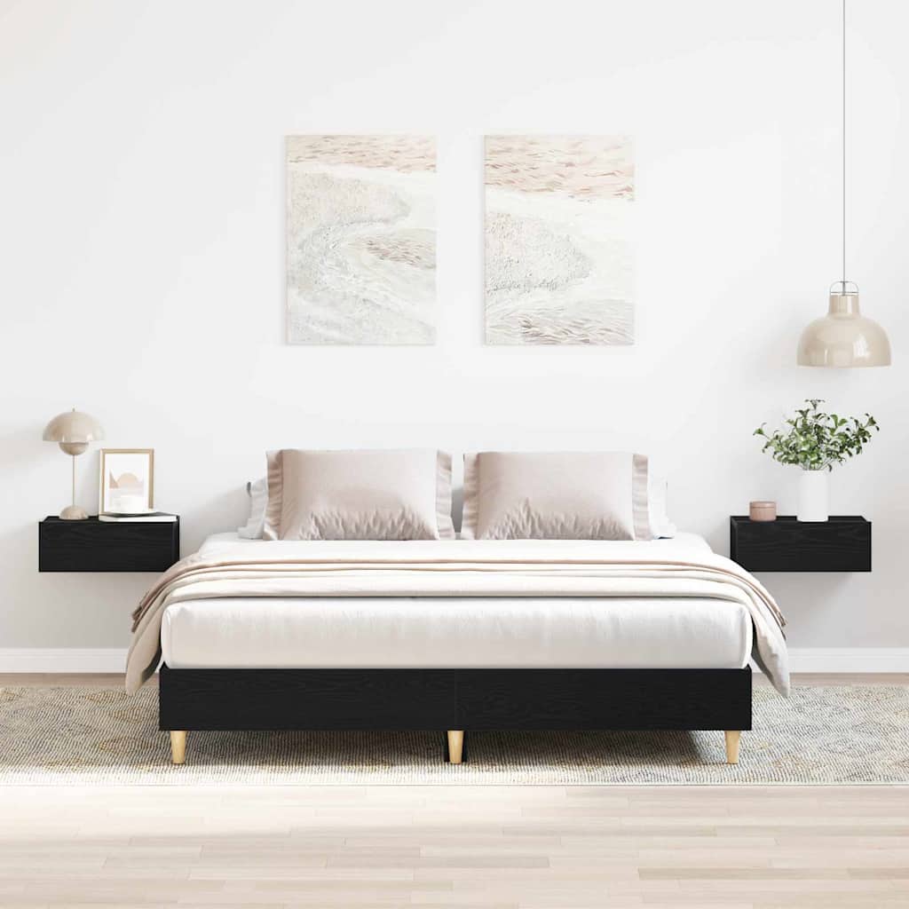 Struttura del letto Rovere Nero 203 x 143 x 25 cm