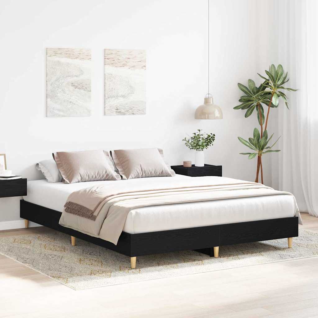 Struttura del letto Rovere Nero 203 x 143 x 25 cm