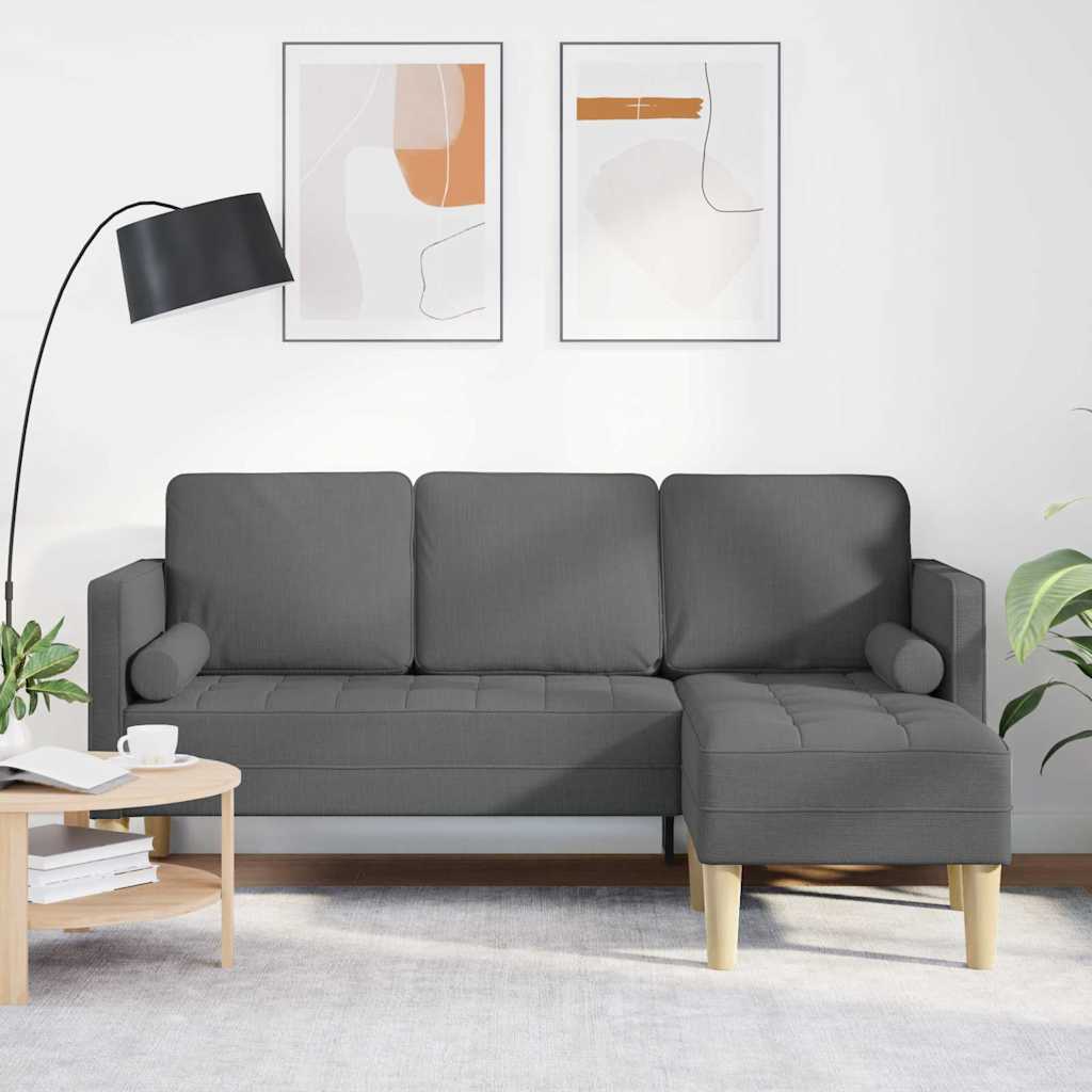 Set di divani con cuscino Grigio scuro Poliestere
