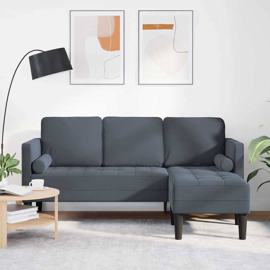 Set di divani con cuscino Grigio scuro Poliestere