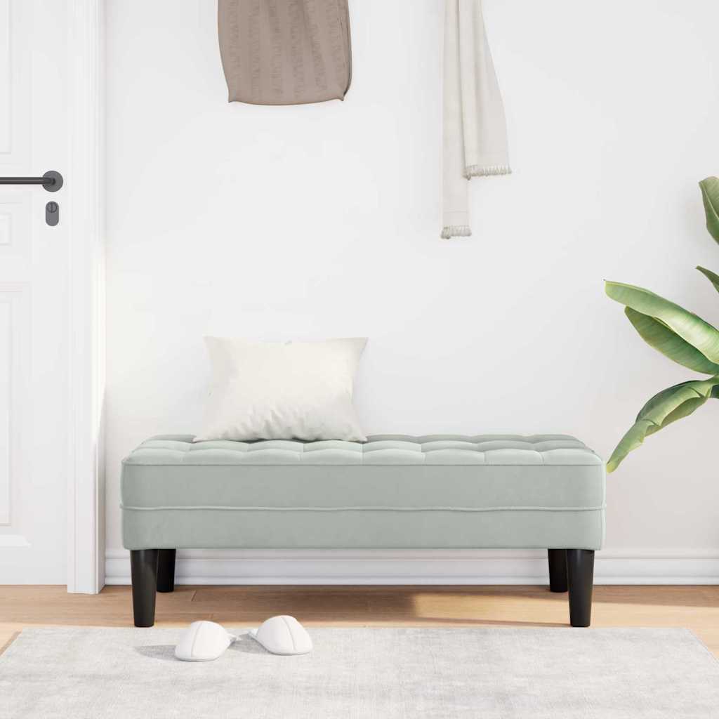 panchina con cuscino Grigio chiaro 113 x 57 x 39 cm Velluto