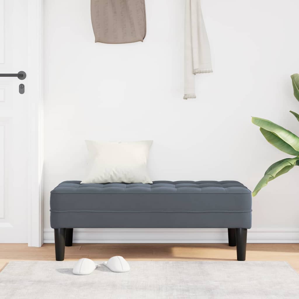 panchina con cuscino Grigio scuro 113 x 57 x 39 cm Velluto