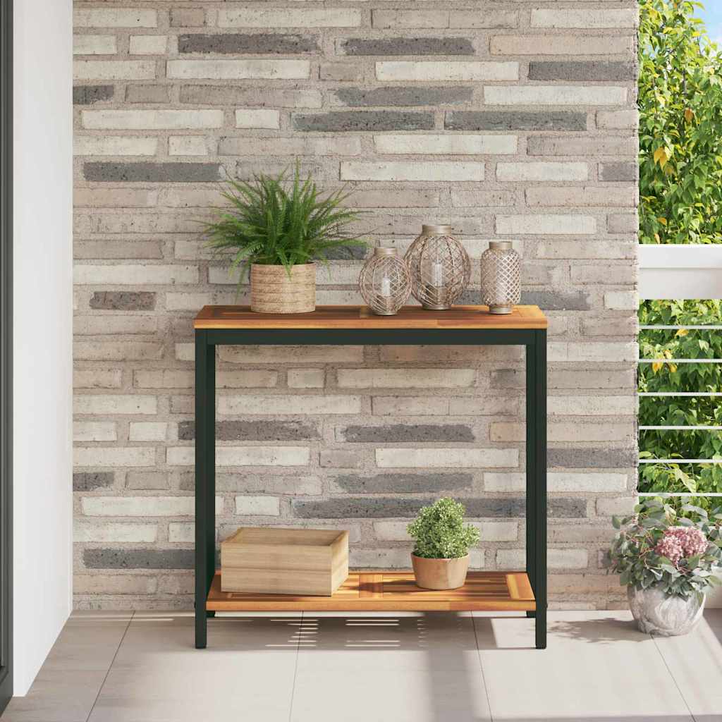 Tavolo da Esterno Naturale e Nero 80 x 35 x 75 cm