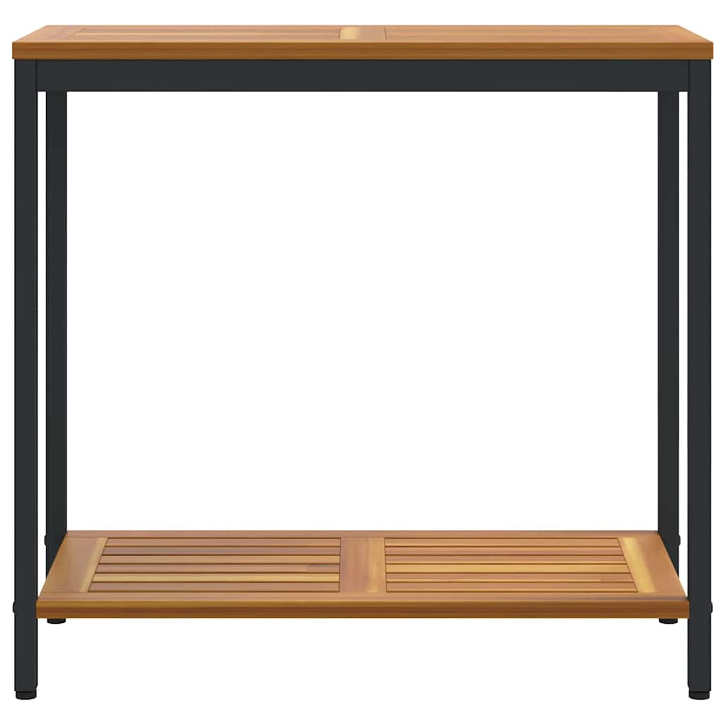Tavolo da Esterno Naturale e Nero 80 x 35 x 75 cm