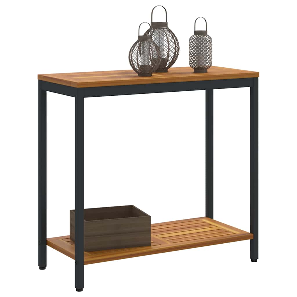 Tavolo da Esterno Naturale e Nero 80 x 35 x 75 cm