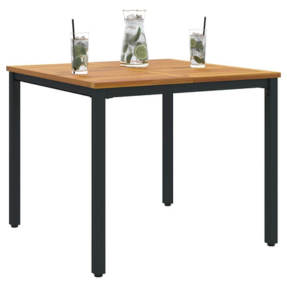Tavolo da Esterno Naturale e Nero 90 x 90 x 75 cm