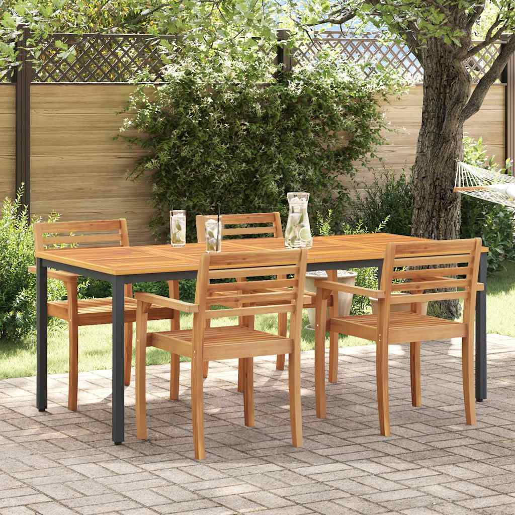 Tavolo da Esterno Naturale e Nero 200 x 90 x 75 cm