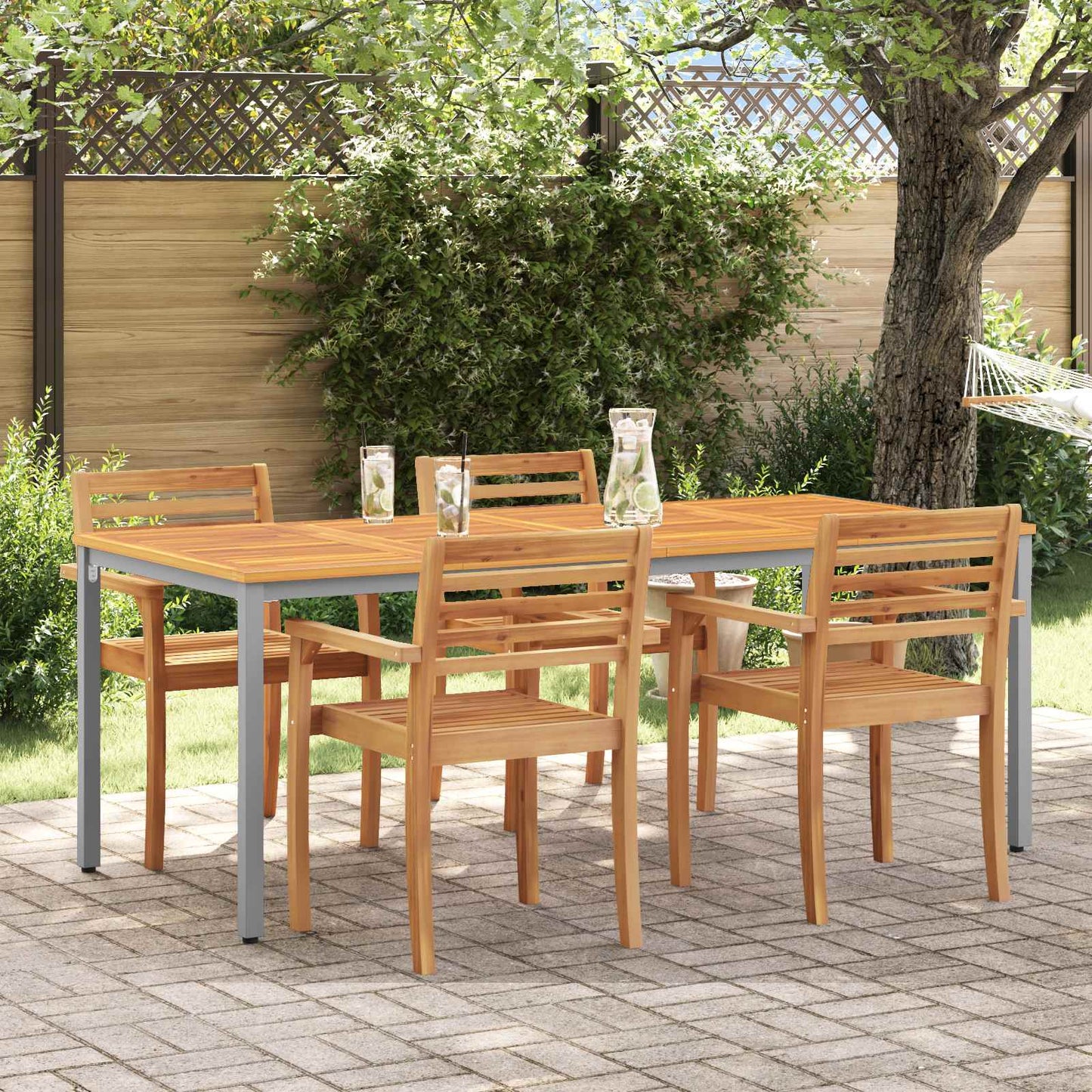 Tavolo da Esterno Naturale e Grigio 200 x 90 x 75 cm