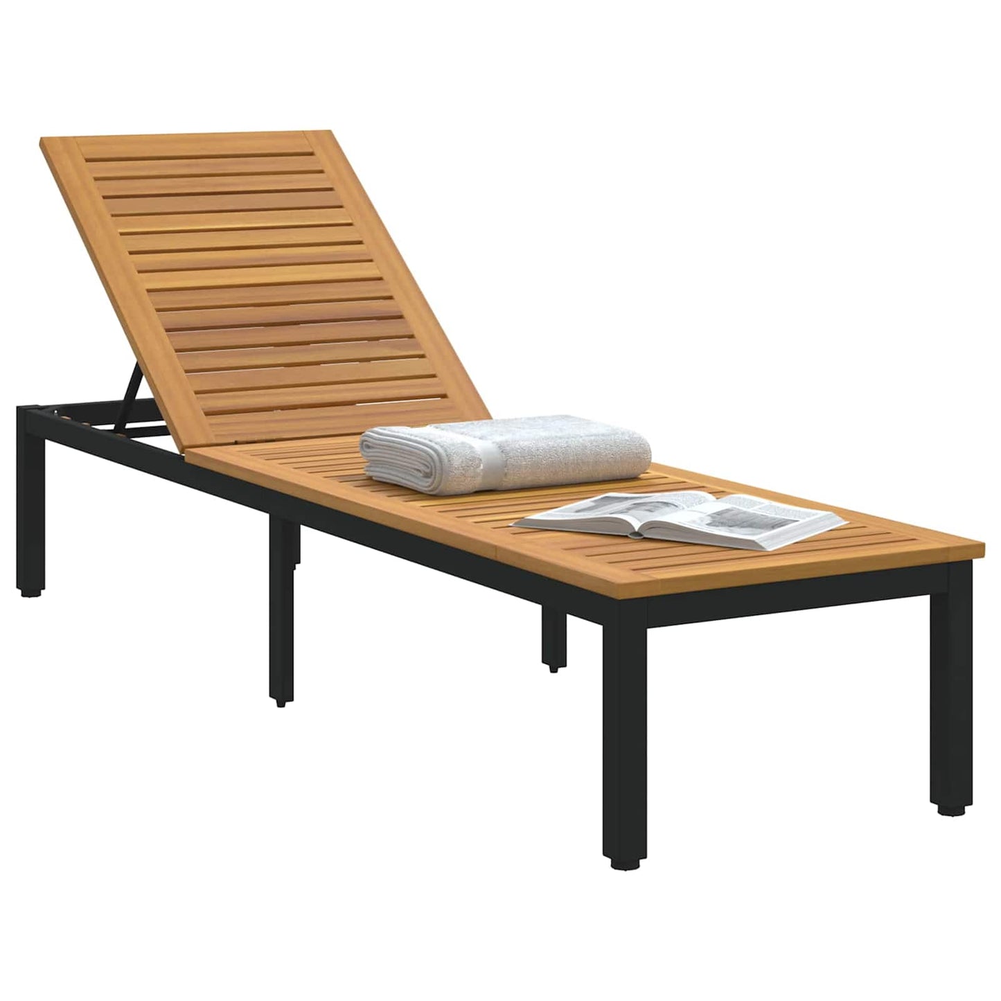 Lettino prendisole Nero 200 x 55 x 35 cm