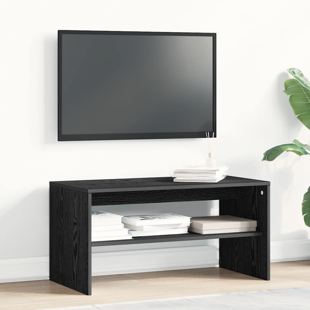 Mobile Porta TV Rovere Nero 80x40x40 cm in Legno Multistrato