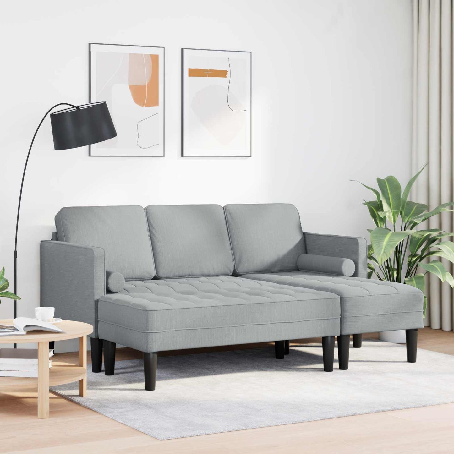 Set di divani con cuscino 2 pcs Grigio chiaro Poliestere