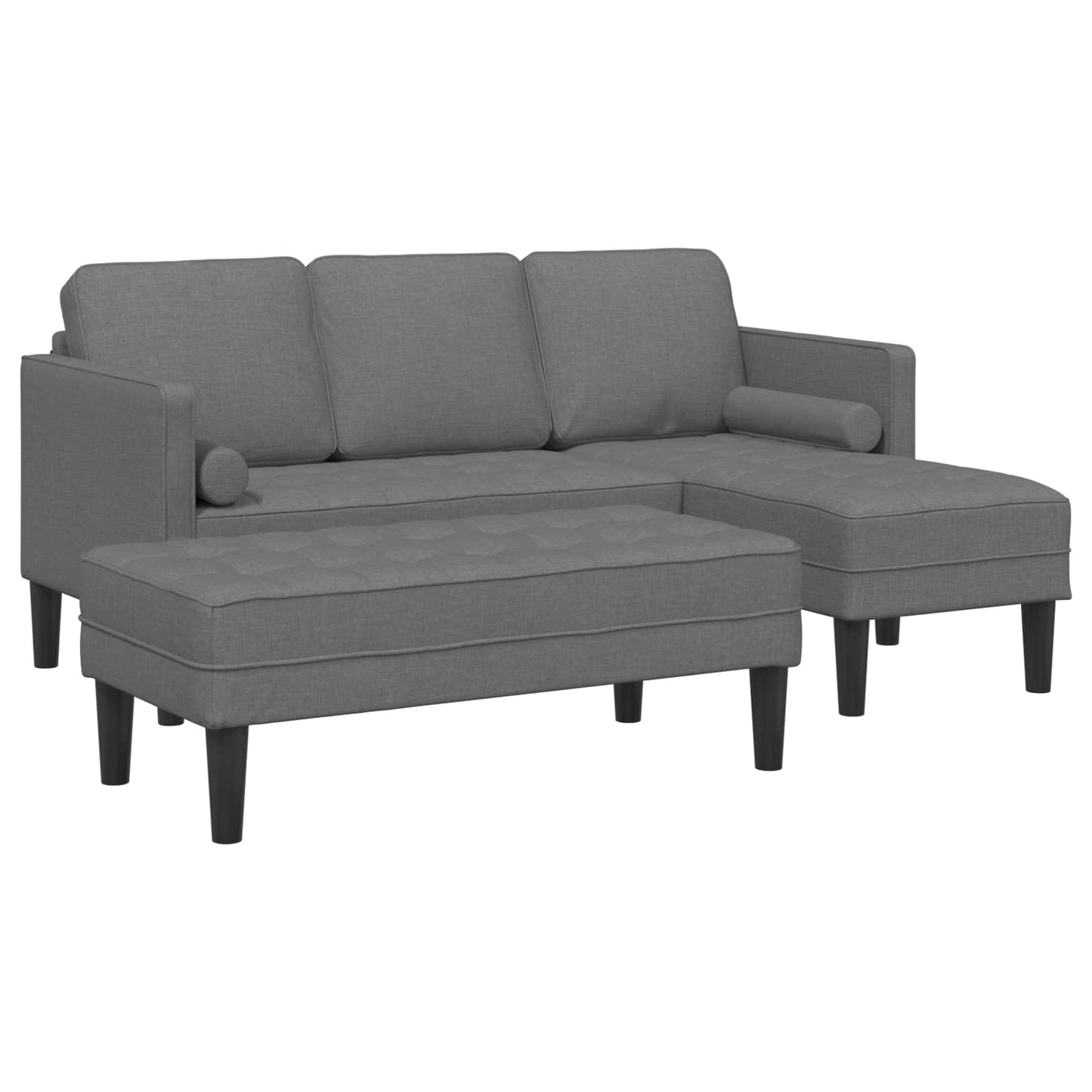 Set di divani con cuscino 2 pcs Grigio scuro Poliestere