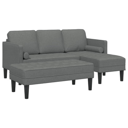 Set di divani con cuscino 2 pcs Grigio scuro Poliestere