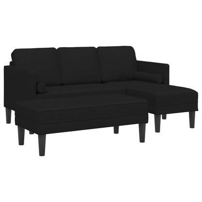 Set di divani con cuscino 2 pcs Nero Poliestere