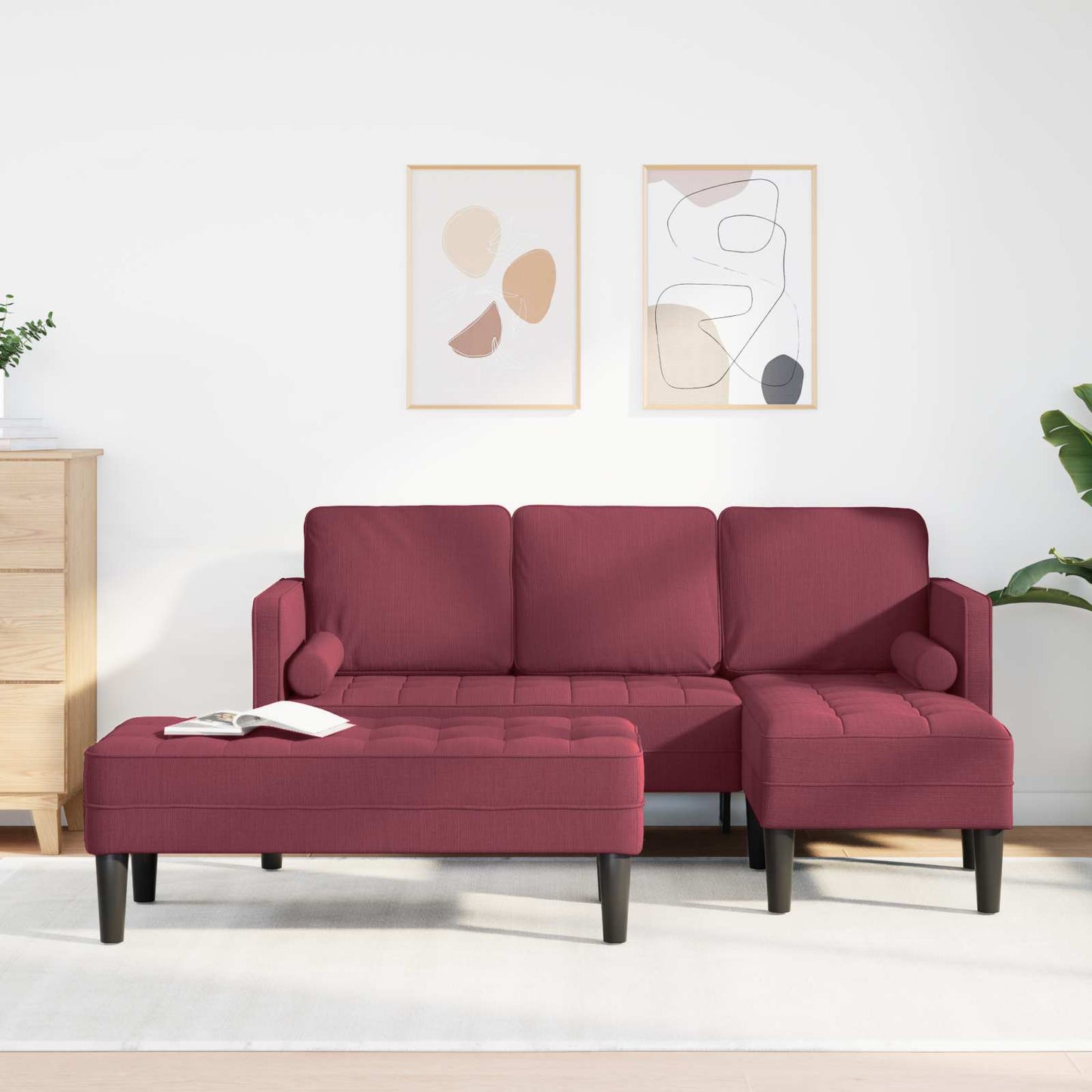 Set di divani con cuscino 2 pcs Rosso Vino Poliestere