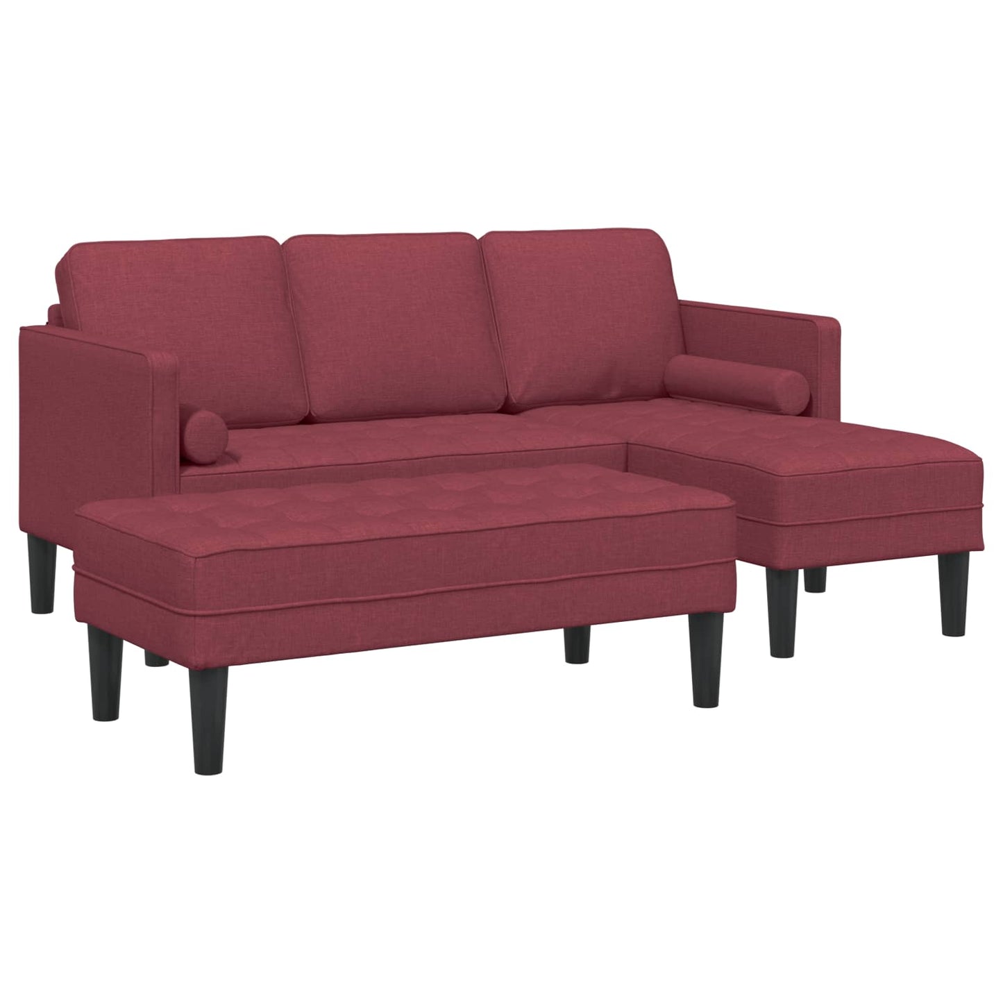 Set di divani con cuscino 2 pcs Rosso Vino Poliestere