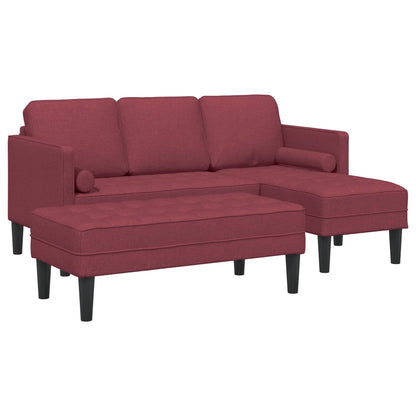 Set di divani con cuscino 2 pcs Rosso Vino Poliestere