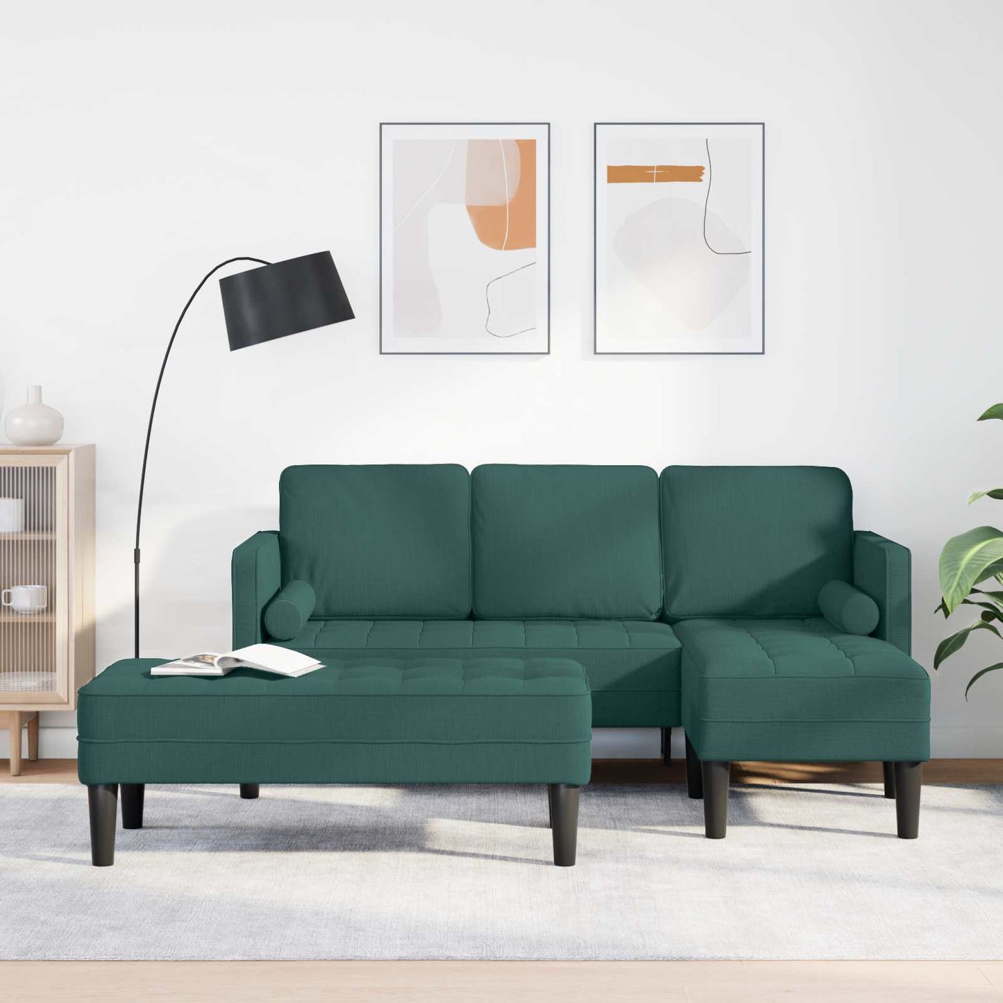 Set di divani con cuscino 2 pcs Verde Scuro Poliestere