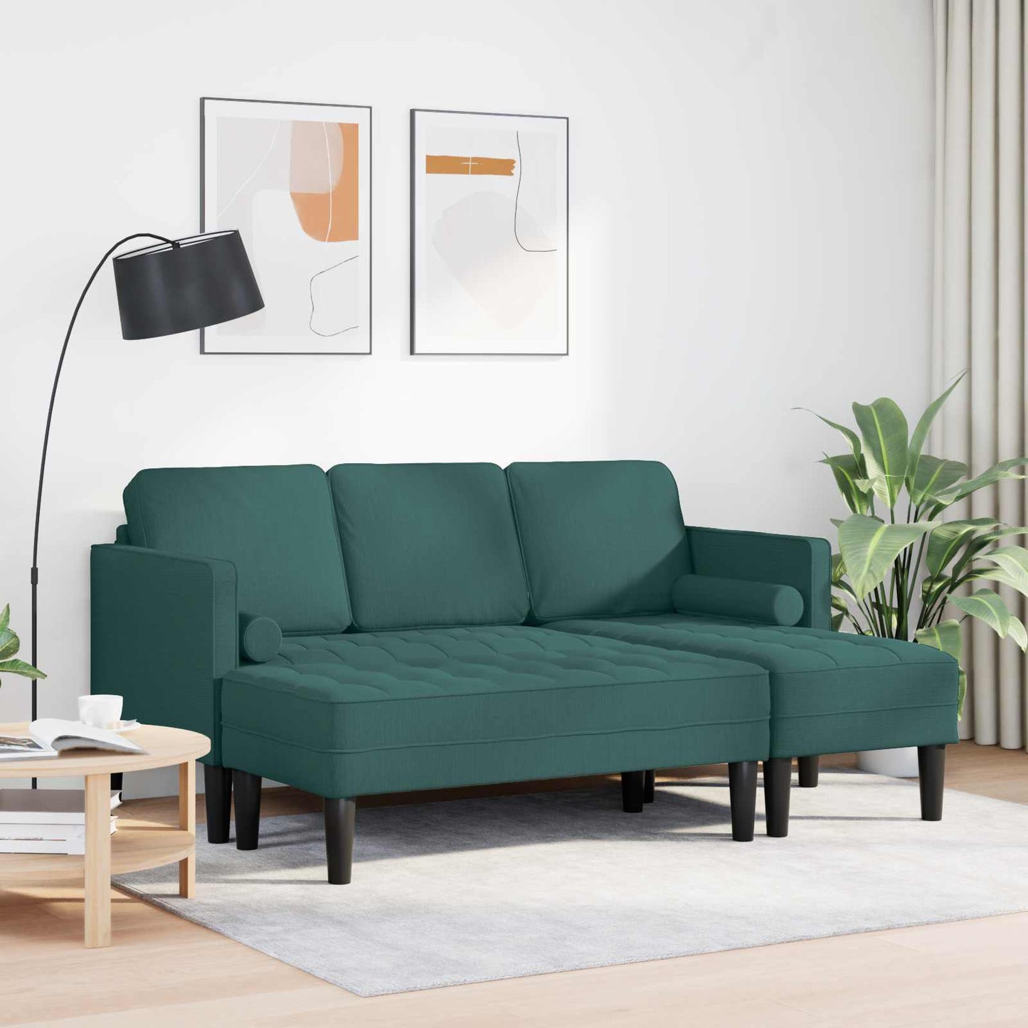 Set di divani con cuscino 2 pcs Verde Scuro Poliestere