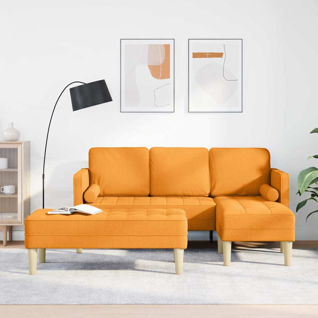 Set di divani con cuscino 2 pcs Giallo Scuro Poliestere