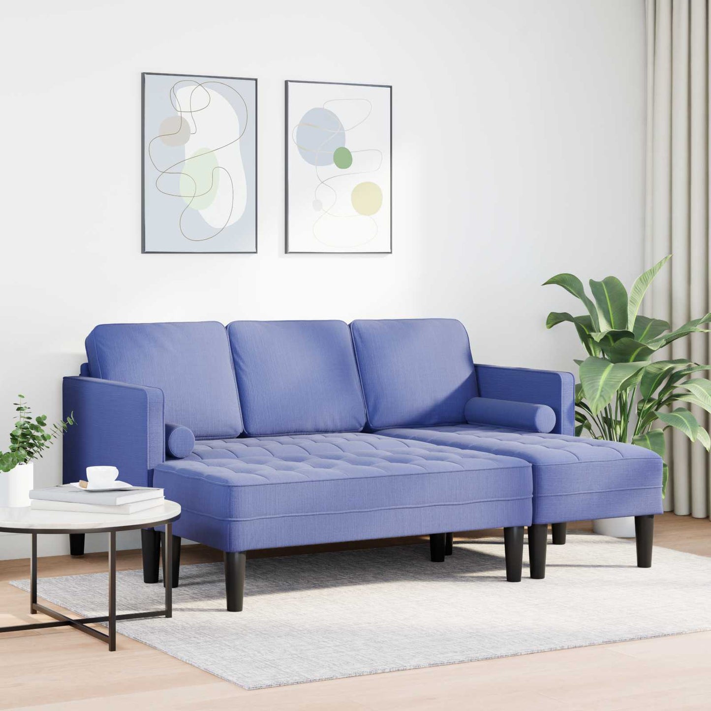 Set di divani con cuscino 2 pcs Blu jeans Poliestere