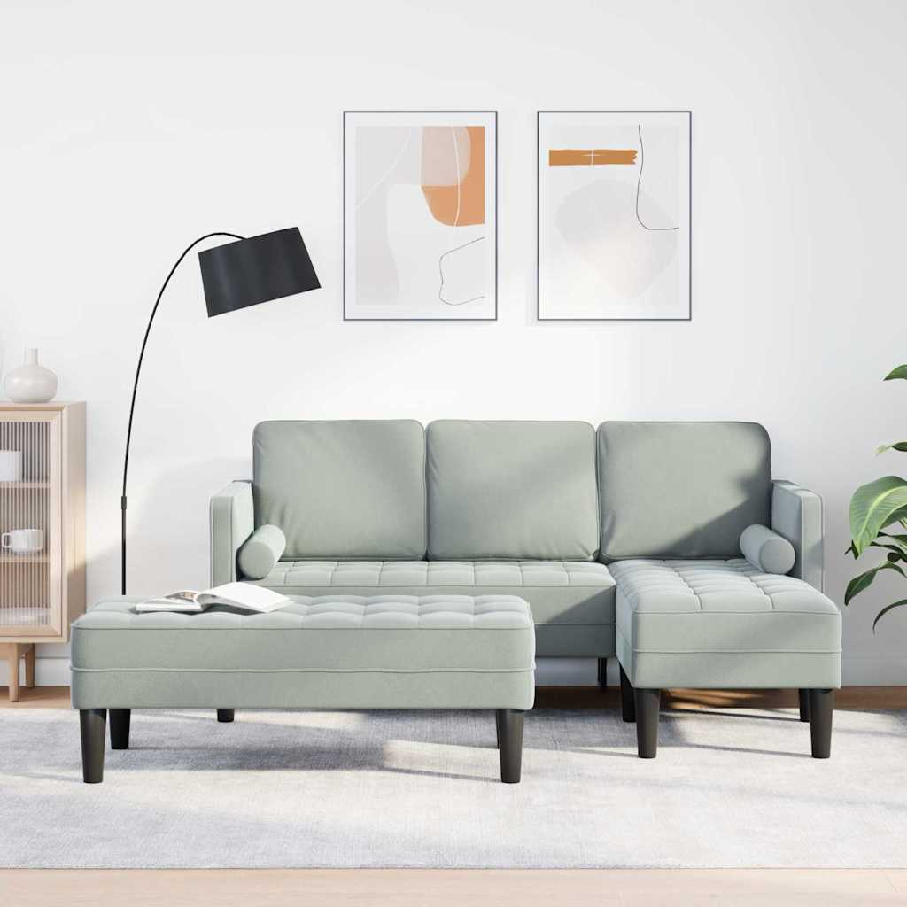Set di divani con cuscino 2 pcs Grigio chiaro Poliestere