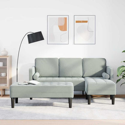 Set di divani con cuscino 2 pcs Grigio chiaro Poliestere