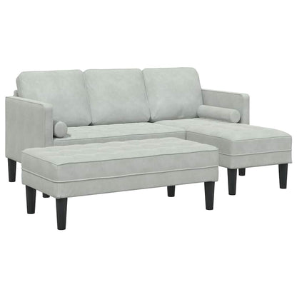 Set di divani con cuscino 2 pcs Grigio chiaro Poliestere