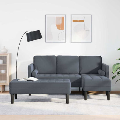 Set di divani con cuscino 2 pcs Grigio scuro Poliestere