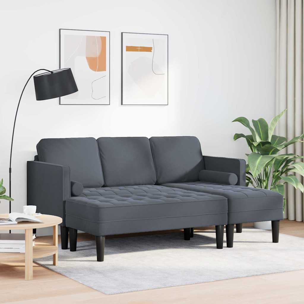 Set di divani con cuscino 2 pcs Grigio scuro Poliestere