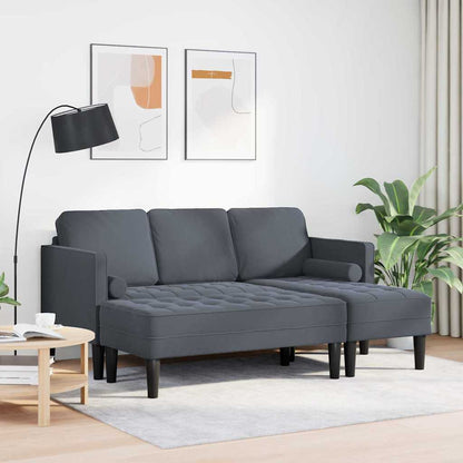 Set di divani con cuscino 2 pcs Grigio scuro Poliestere