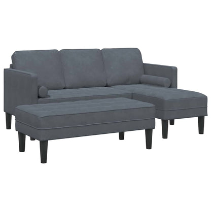 Set di divani con cuscino 2 pcs Grigio scuro Poliestere