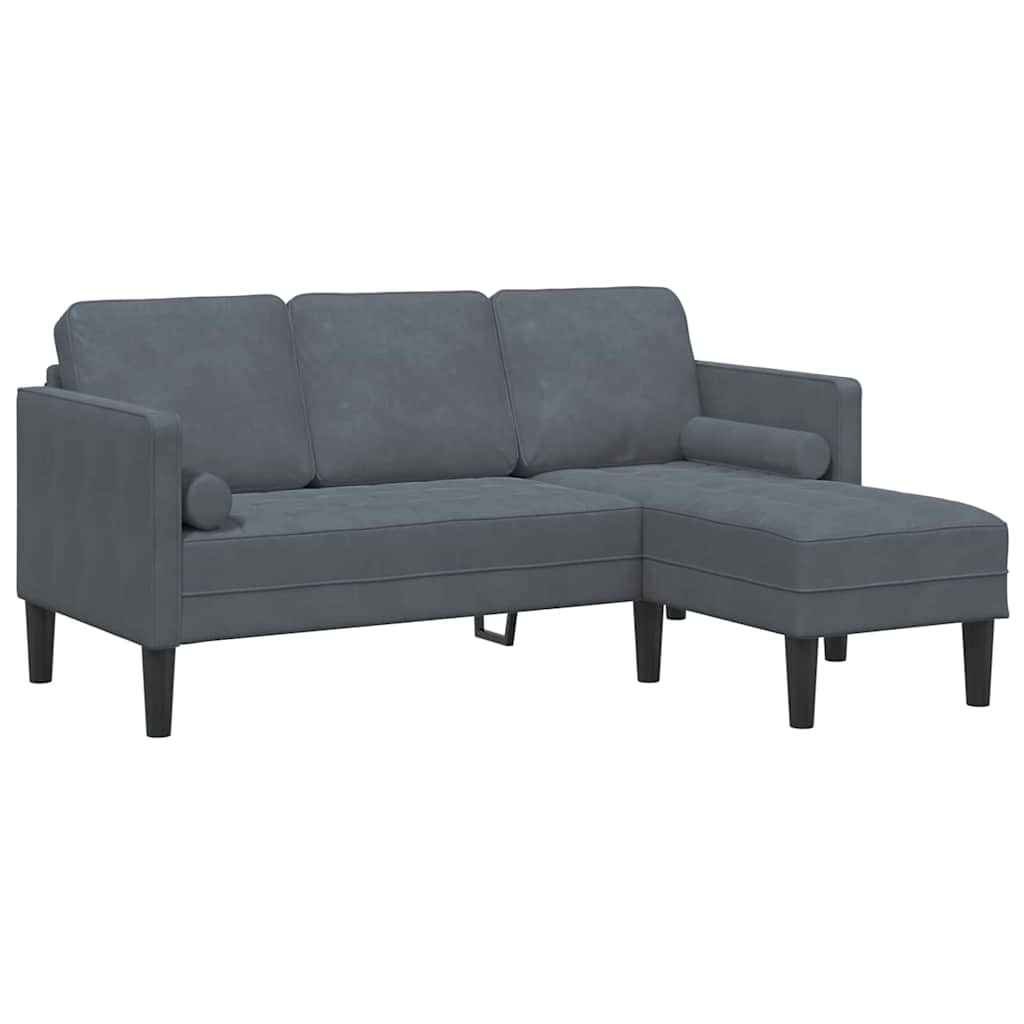 Set di divani con cuscino 2 pcs Grigio scuro Poliestere