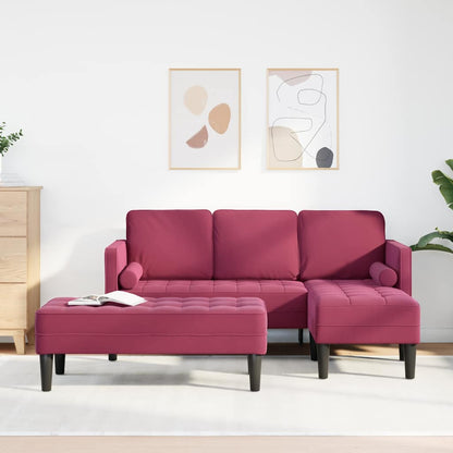 Set di divani con cuscino 2 pcs Rosso Vino Poliestere