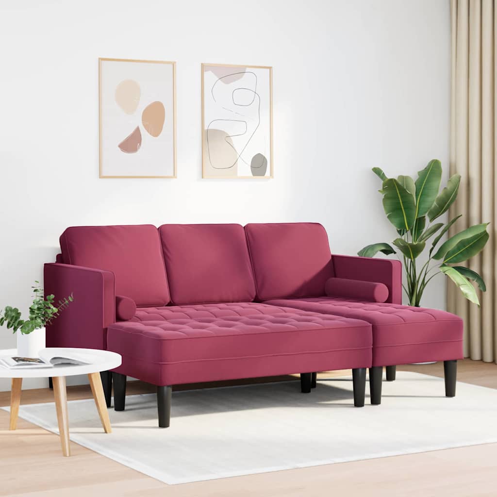 Set di divani con cuscino 2 pcs Rosso Vino Poliestere