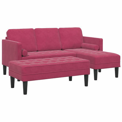 Set di divani con cuscino 2 pcs Rosso Vino Poliestere