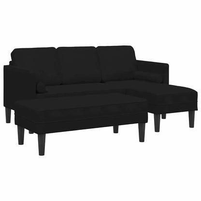 Set di divani con cuscino 2 pcs Nero Poliestere