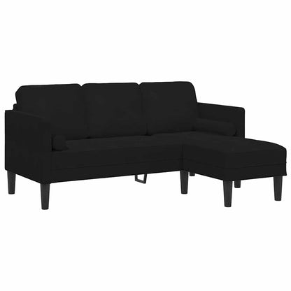 Set di divani con cuscino 2 pcs Nero Poliestere