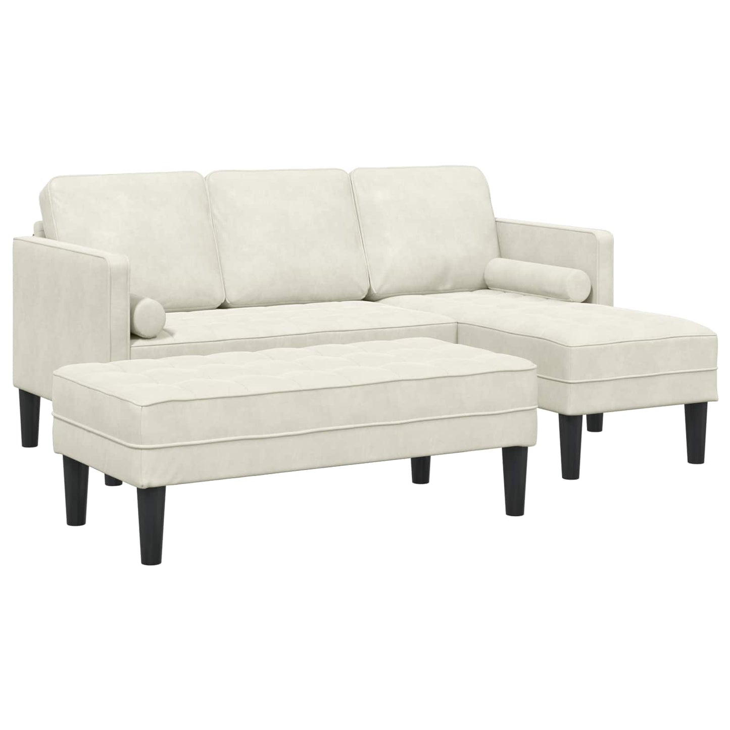 Set di divani con cuscino 2 pcs Crema Poliestere