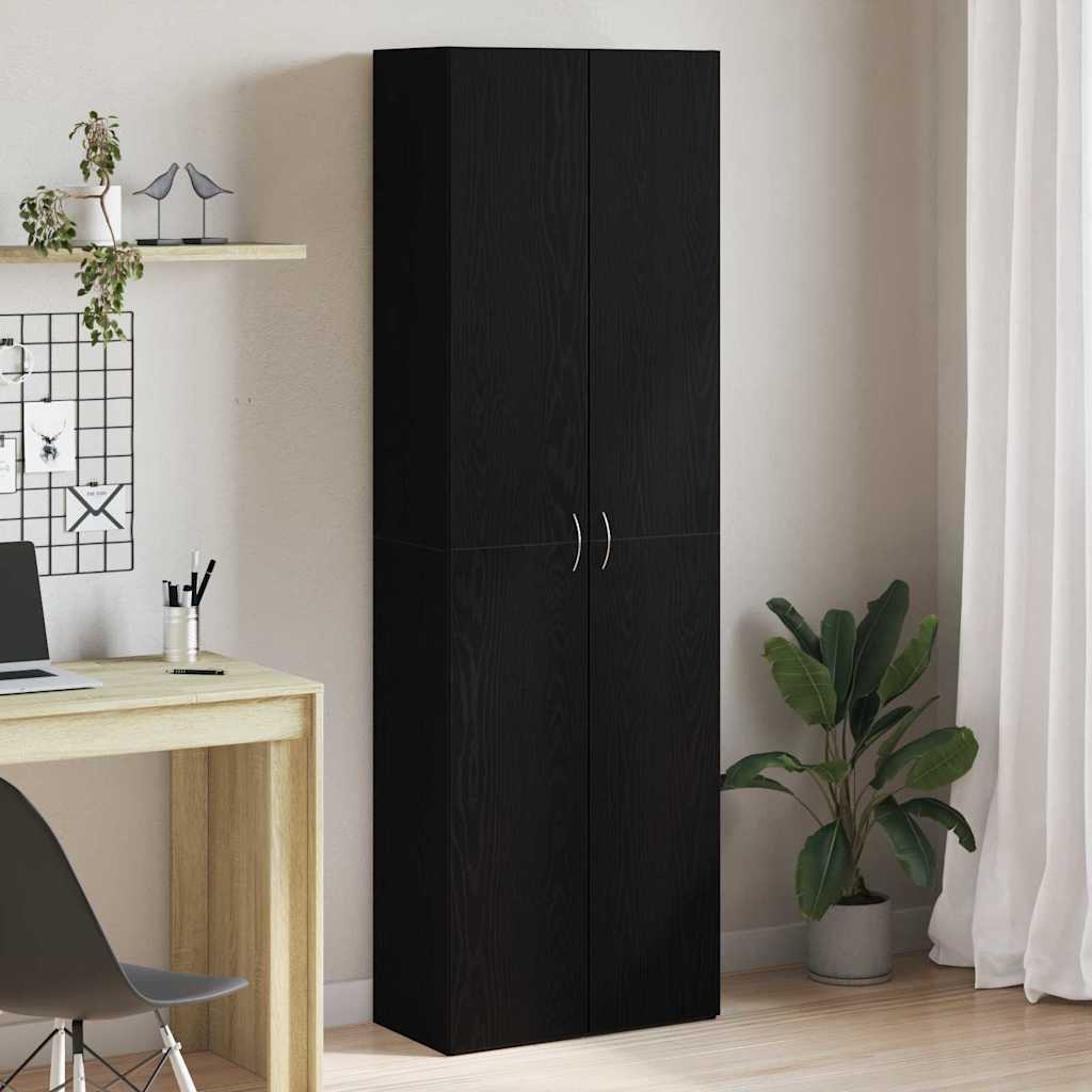 Mobile per Ufficio con lo scaffale Rovere Nero 60 x 32 x 190 cm