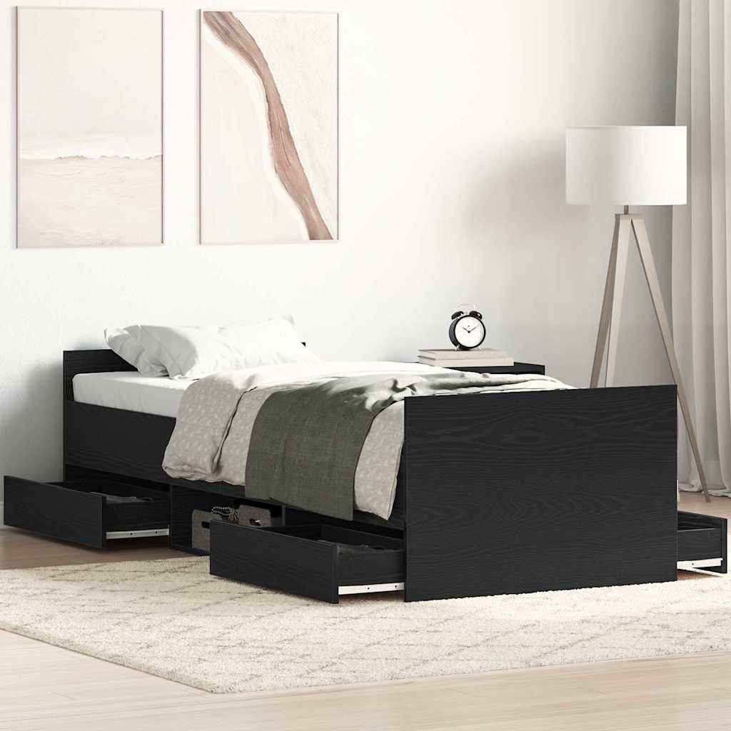 Struttura del letto con testiera Rovere Nero 193 x 78 x 50 cm